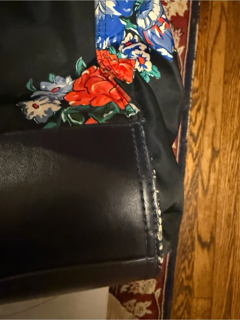 Tory Burch Ella Black Floral Nylon Logo Tote